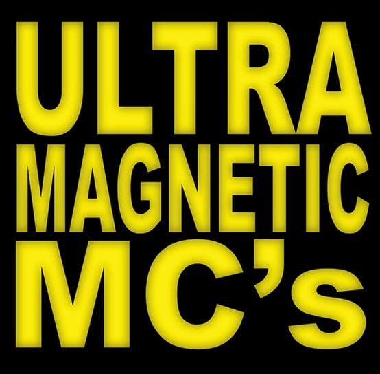 Bright yellow text reading Ultramagnetic MC's against a solid black background.