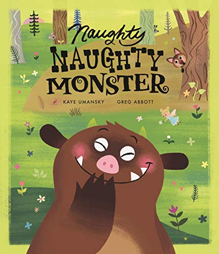 Children’s book cover featuring a smiling, brown monster in a green forest.