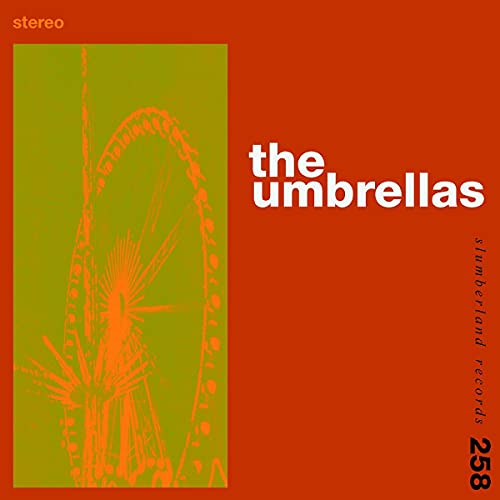 CD cover for “The Umbrellas” with abstract green and orange design.