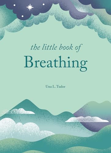 Book cover with teal background, illustrated mountains, and cloud shapes.