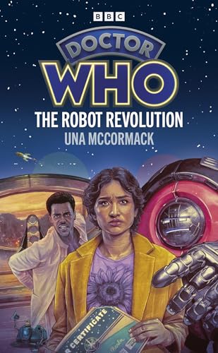 Doctor Who book cover featuring two people and a robotic hand.