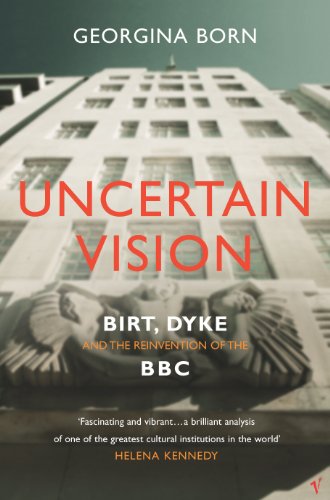 Book cover for "Uncertain Vision" with building and portrait imagery.