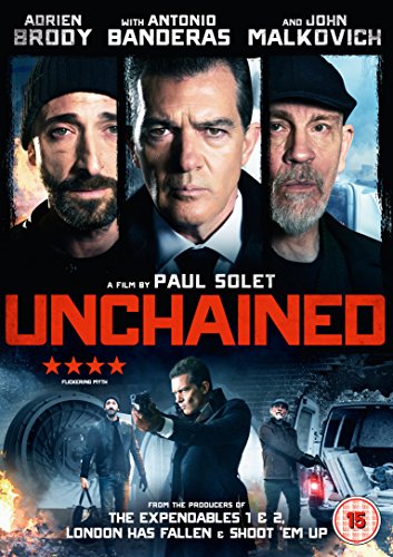 Unchained" DVD cover featuring Adrien Brody, Antonio Banderas, and John Malkovich.