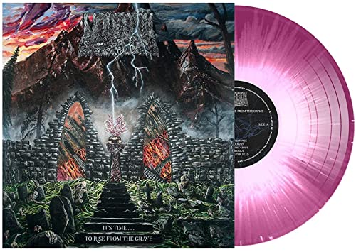 Undeath" album cover with a graveyard scene and translucent purple vinyl record.