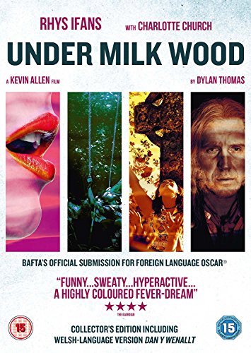 DVD cover for "Under Milk Wood" featuring fragmented portraits and bold text.
