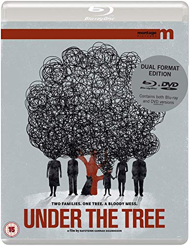 Blu-ray cover art showing silhouettes of people and a dog under a scribbled tree.