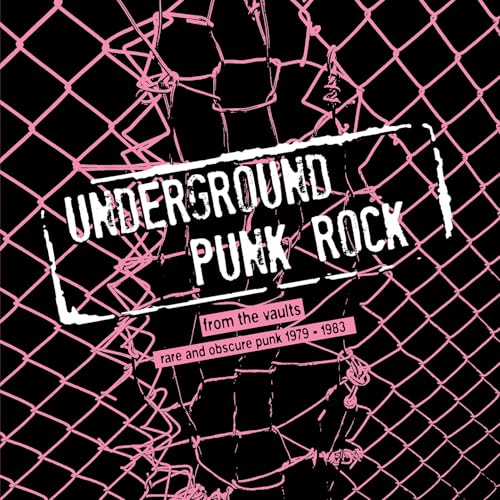 Vinyl record cover: pink text on black with wire fence imagery.