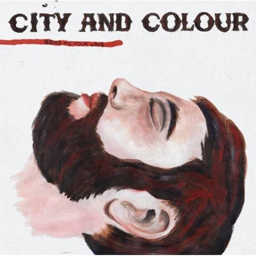 Painted album cover featuring a close-up of a man’s face in profile.
