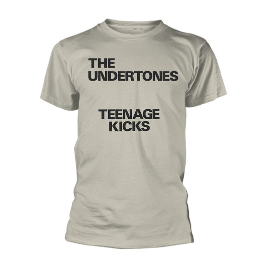 Light grey t-shirt with black text: "THE UNDERTONES TEENAGE KICKS".