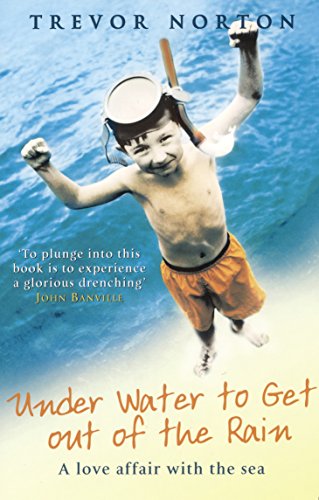 Book cover: boy with bucket on head, swimming in blue water.