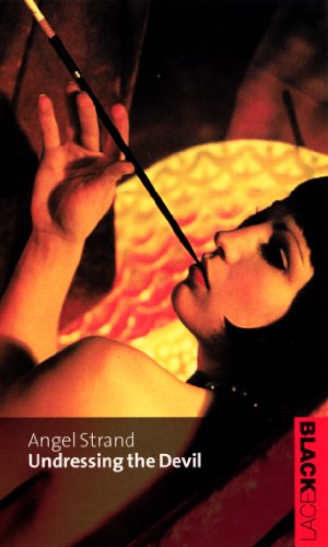 Book cover: woman with a whip, red background, title "Undressing the Devil".