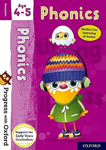Progress with Oxford Phonics book cover featuring a cartoon character wearing headphones.