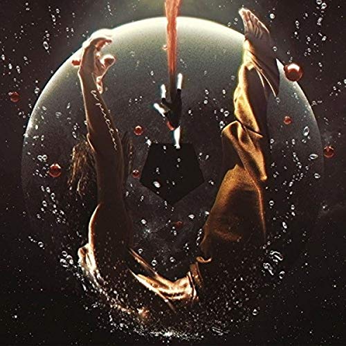 Album cover with a person falling into a dark, watery sphere.