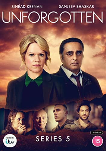 Unforgotten" Series 5 DVD cover featuring Sinéad Keenan and Sanjeev Bhaskar.