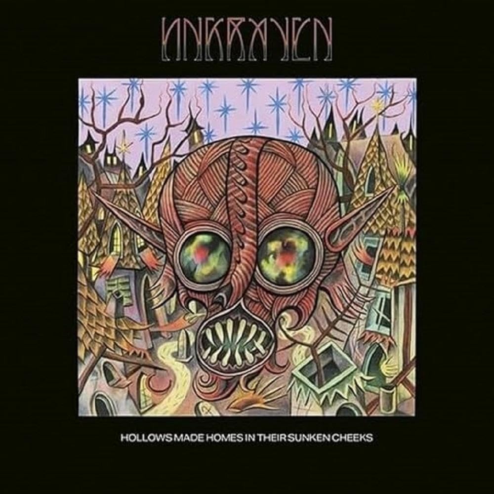 Album cover: illustrated skull with city inside, pink and purple tones.