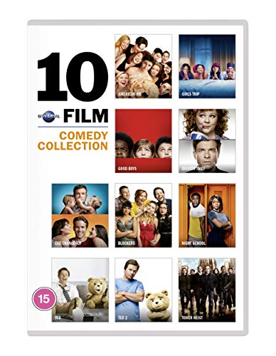 DVD cover featuring ten comedy movie posters, rated 15.