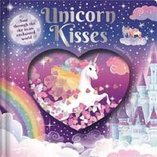Book cover featuring a white unicorn in a heart-shaped window.
