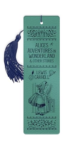 Teal bookmark with illustration of Alice from "Alice's Adventures in Wonderland".