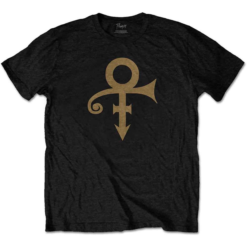 Black unisex t-shirt featuring Prince’s love symbol, size XXX-Large.