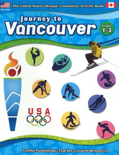 Activity book cover, "Journey to Vancouver," featuring winter Olympic sports.