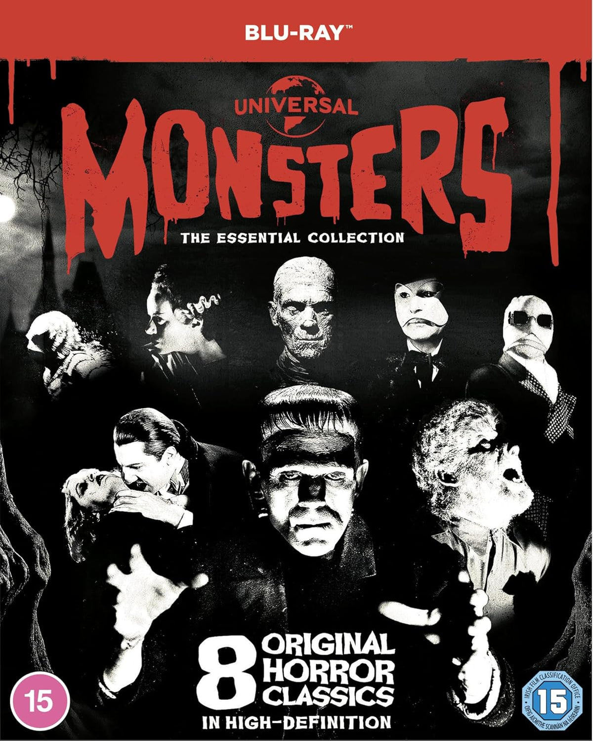 Blu-ray cover featuring classic Universal monsters like Dracula and Frankenstein’s monster.