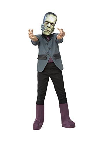 Frankenstein costume for a child, featuring a mask, jacket, and boots.