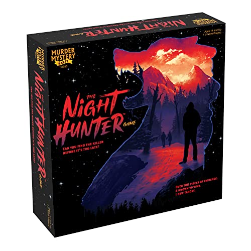 Game box for "The Night Hunter" murder mystery party, featuring a bear.