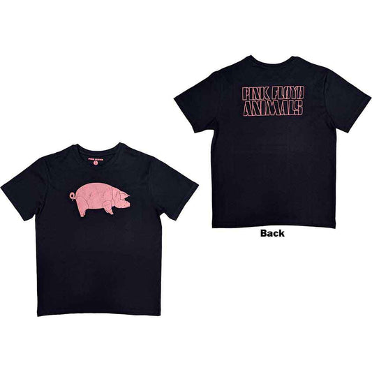 Navy t-shirt with a pink pig illustration from Pink Floyd’s album.