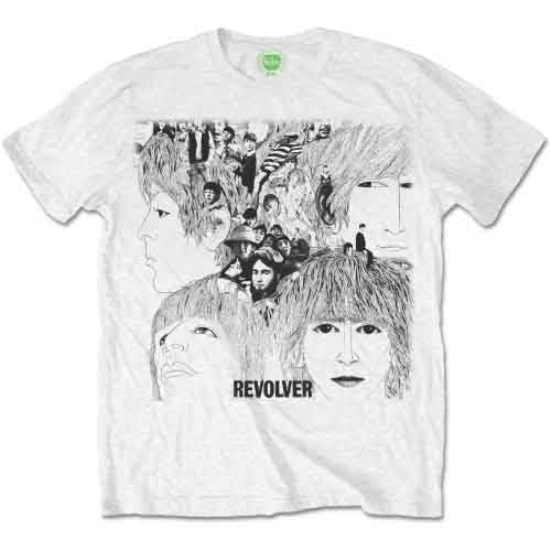 Small t-shirt featuring The Beatles’ Revolver album cover artwork.