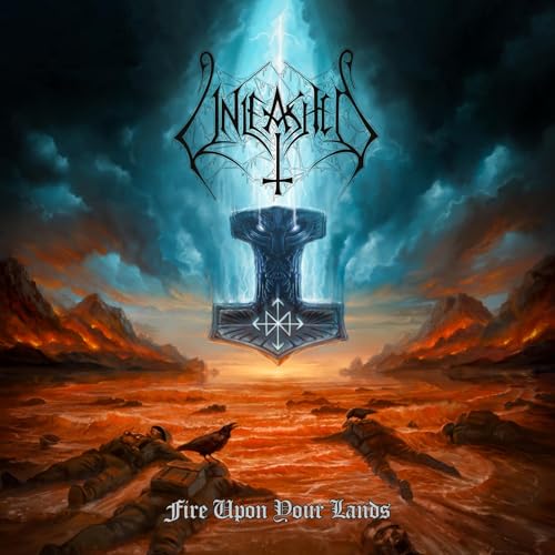 CD cover: dark landscape, ornate logo, and a central hammer symbol.