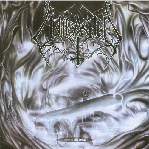 CD cover for Unleashed album “Where No Life Dwells” with swirling, dark imagery.