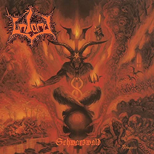 CD cover: demonic figure with horns amidst a fiery, hellish landscape.