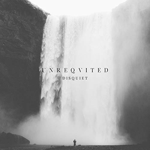 CD cover: black and white waterfall with small figure below.
