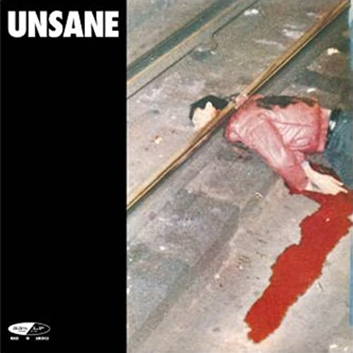 Album cover for Unsane featuring a disturbing image of a person and red liquid.
