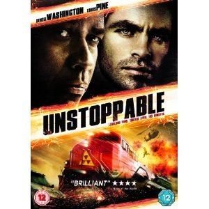 “Unstoppable” DVD cover featuring Denzel Washington and a runaway train.