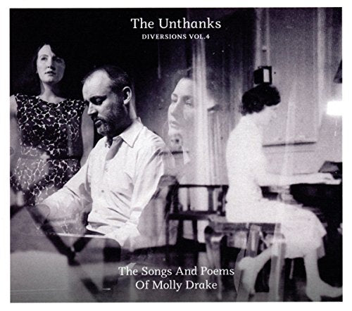 Black and white CD cover featuring four people in a room.