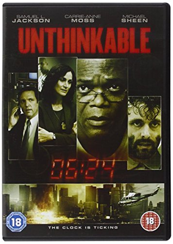 DVD cover for Unthinkable featuring portraits of the cast and a city skyline.