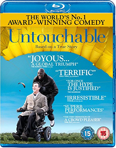 Untouchable" Blu-ray cover featuring two men, one in a wheelchair, in a field.