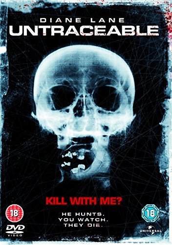 DVD cover for "Untraceable" featuring a skull X-ray and red text.