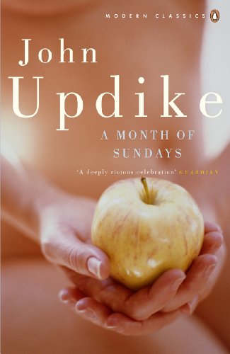 Book cover: “A Month of Sundays” by John Updike, with an apple.
