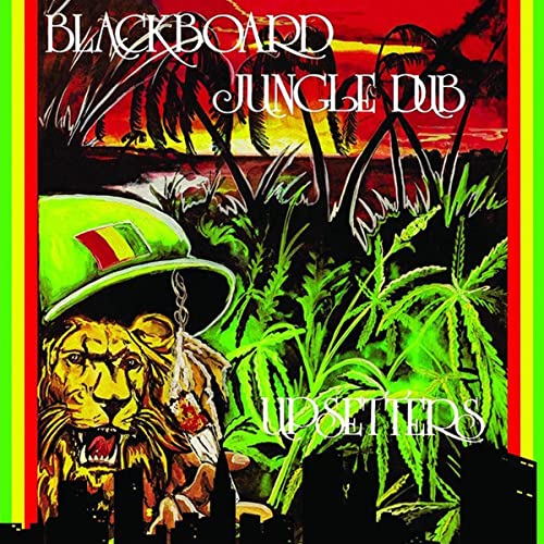 Album cover for “Blackboard Jungle Dub” featuring a lion and palm trees.
