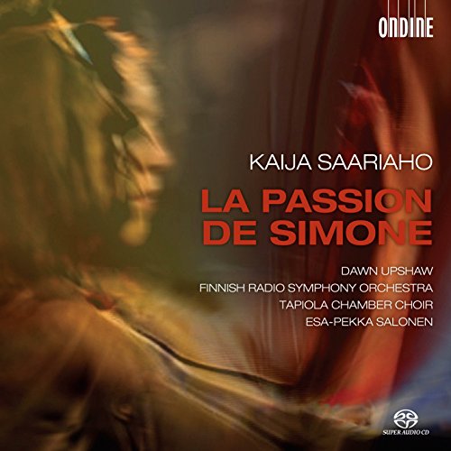 CD cover for Kaija Saariaho’s “La Passion De Simone” with blurred portrait.