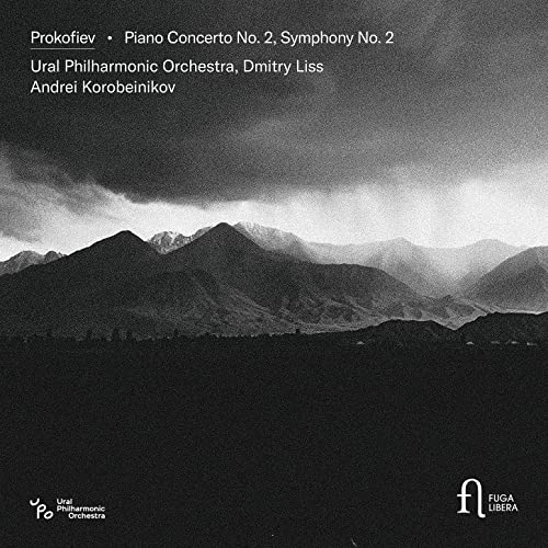 CD cover: grayscale mountain landscape with orchestra and composer names.