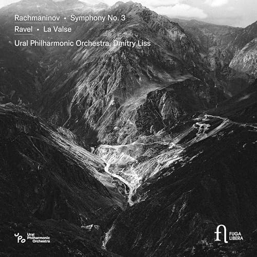 CD cover: mountainous landscape, text listing composers and orchestra.