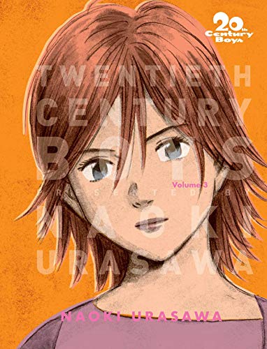 A manga-style girl with brown hair and purple shirt on orange background.