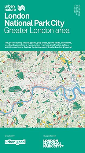 Colourful map showing urban nature areas in Greater London with labels and illustrations.