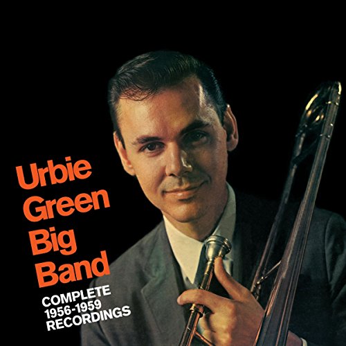 Urbie Green portrait with trombone, album cover for 1956-1959 recordings.