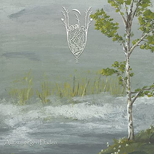 CD cover: painted marsh landscape with ornate symbol and birch tree.