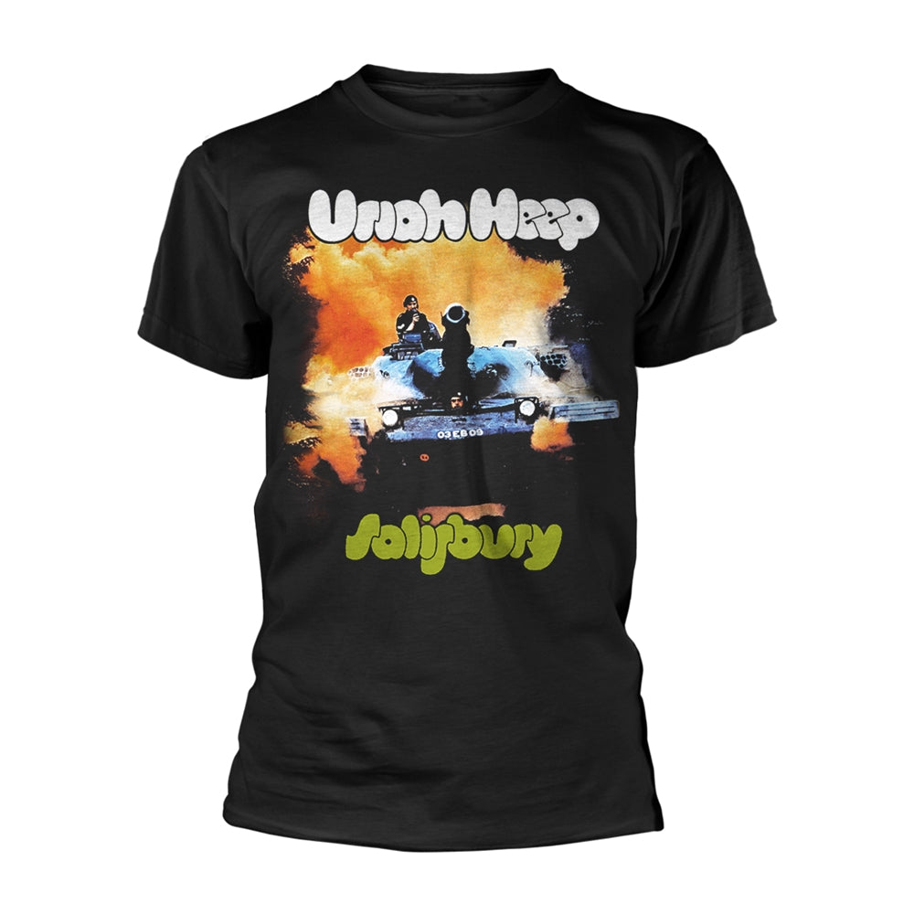 Black t-shirt featuring the Uriah Heep "Salisbury" album cover artwork.