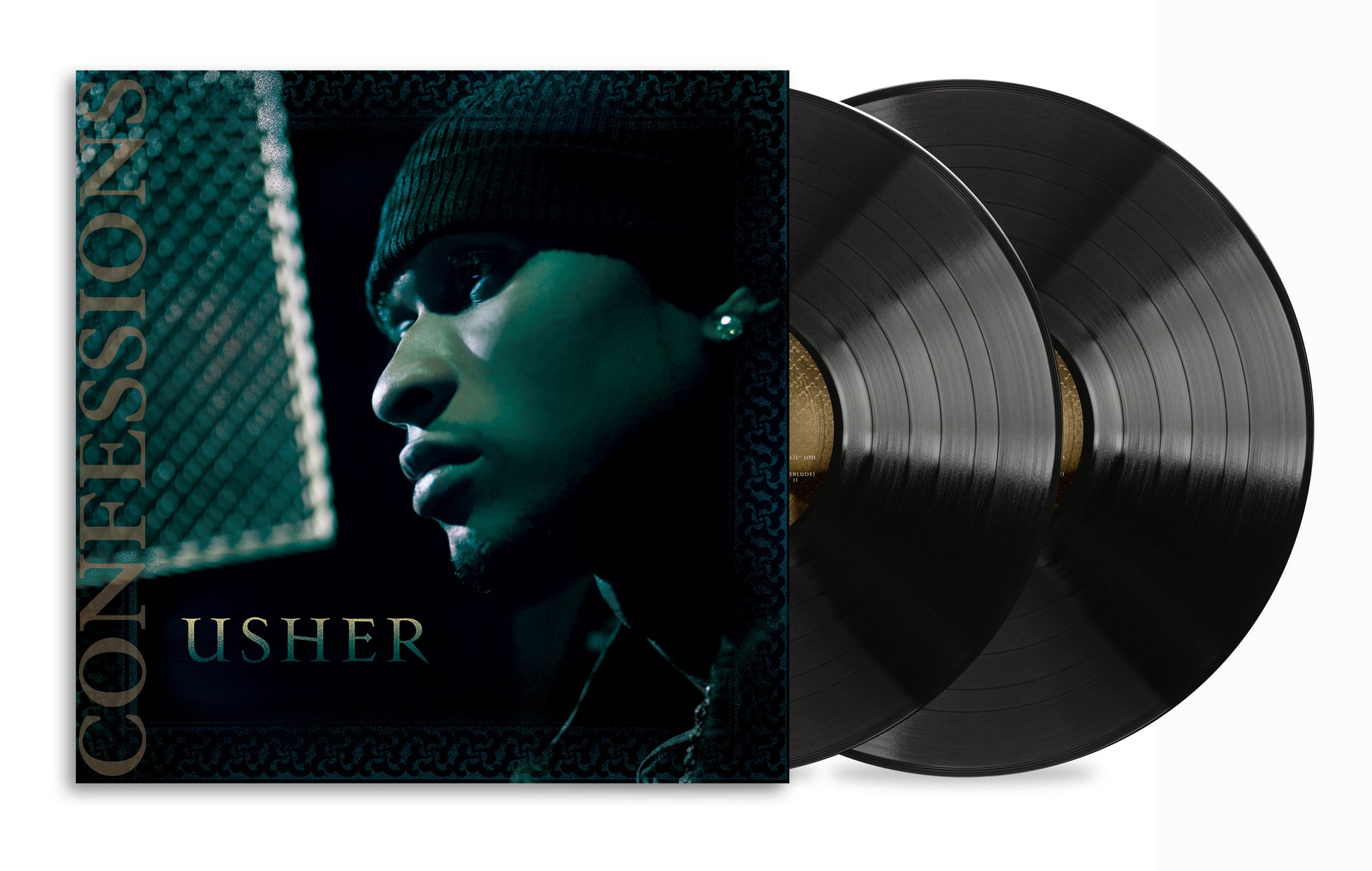Usher’s “Confessions” 20th Anniversary Edition vinyl record with album cover.